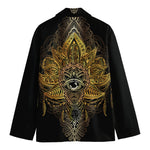 Golden Spiritual Lotus Print Men's Cotton Blazer