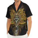 Golden Spiritual Lotus Print Men's Deep V-Neck Shirt