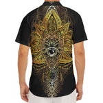 Golden Spiritual Lotus Print Men's Deep V-Neck Shirt