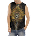 Golden Spiritual Lotus Print Men's Fitness Tank Top
