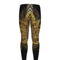 Golden Spiritual Lotus Print Men's Leggings