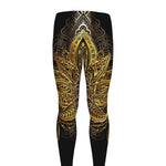 Golden Spiritual Lotus Print Men's leggings