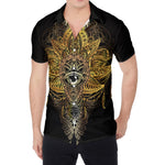Golden Spiritual Lotus Print Men's Shirt