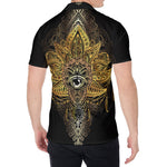 Golden Spiritual Lotus Print Men's Shirt