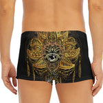 Golden Spiritual Lotus Print Men's Short Boxer Briefs