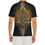 Golden Spiritual Lotus Print Men's Short Sleeve Rash Guard