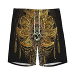 Golden Spiritual Lotus Print Men's Sports Shorts