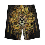 Golden Spiritual Lotus Print Men's Sports Shorts