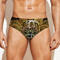 Golden Spiritual Lotus Print Men's Swim Briefs