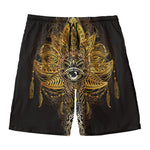 Golden Spiritual Lotus Print Men's Swim Trunks