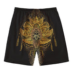 Golden Spiritual Lotus Print Men's Swim Trunks