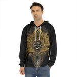 Golden Spiritual Lotus Print Men's Velvet Pullover Hoodie