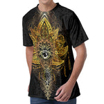 Golden Spiritual Lotus Print Men's Velvet T-Shirt
