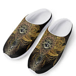 Golden Spiritual Lotus Print Mesh Casual Shoes
