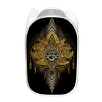 Golden Spiritual Lotus Print Mesh Laundry Hamper
