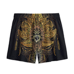 Golden Spiritual Lotus Print Mesh Shorts