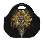 Golden Spiritual Lotus Print Neoprene Lunch Bag