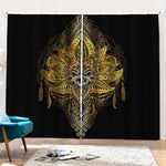 Golden Spiritual Lotus Print Pencil Pleat Curtains