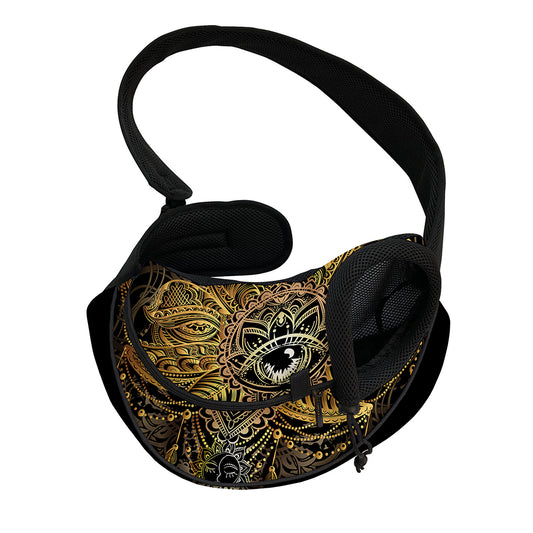 Golden Spiritual Lotus Print Pet Sling Carrier