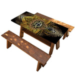 Golden Spiritual Lotus Print Picnic Table Cover