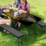 Golden Spiritual Lotus Print Picnic Table Cover