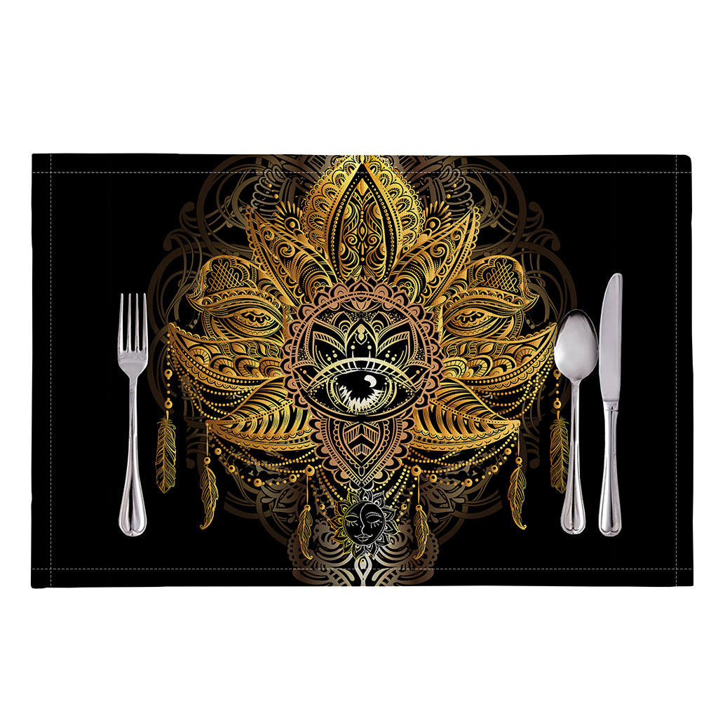 Golden Spiritual Lotus Print Placemat