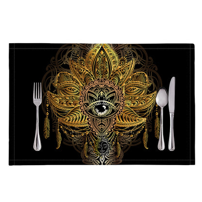 Golden Spiritual Lotus Print Placemat