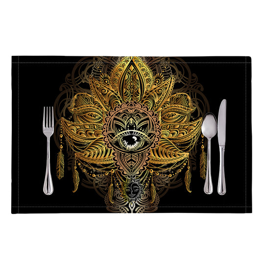 Golden Spiritual Lotus Print Placemat