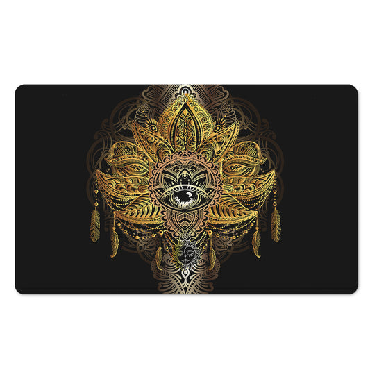 Golden Spiritual Lotus Print Polyester Doormat