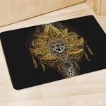 Golden Spiritual Lotus Print Polyester Doormat