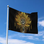 Golden Spiritual Lotus Print Polyester Flag