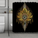 Golden Spiritual Lotus Print Polyester Shower Curtain