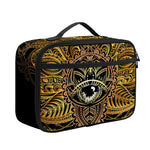 Golden Spiritual Lotus Print Portable Lunch Bag