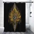 Golden Spiritual Lotus Print Premium Shower Curtain
