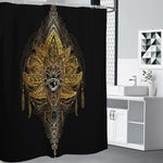 Golden Spiritual Lotus Print Premium Shower Curtain