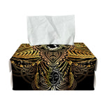 Golden Spiritual Lotus Print Rectangle Tissue Box Cover