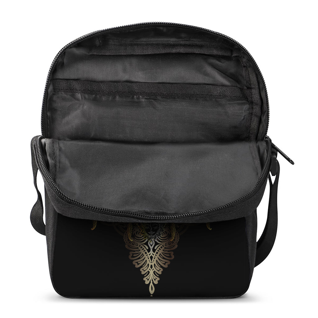 Golden Spiritual Lotus Print Rectangular Crossbody Bag