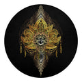 Golden Spiritual Lotus Print Round Blanket