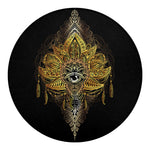 Golden Spiritual Lotus Print Round Blanket