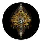 Golden Spiritual Lotus Print Round Floor Mat
