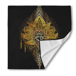 Golden Spiritual Lotus Print Silk Bandana