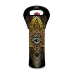 Golden Spiritual Lotus Print Single Neoprene Wine Tote
