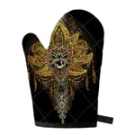 Golden Spiritual Lotus Print Single Oven Mitt