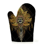 Golden Spiritual Lotus Print Single Oven Mitt