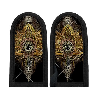 Golden Spiritual Lotus Print Skillet Handle Cover