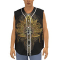 Golden Spiritual Lotus Print Sleeveless Baseball Jersey