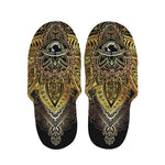 Golden Spiritual Lotus Print Slippers