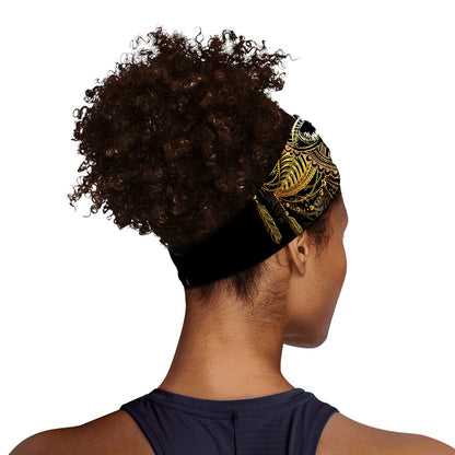 Golden Spiritual Lotus Print Sports Headband