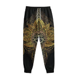 Golden Spiritual Lotus Print Sweatpants