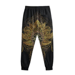 Golden Spiritual Lotus Print Sweatpants